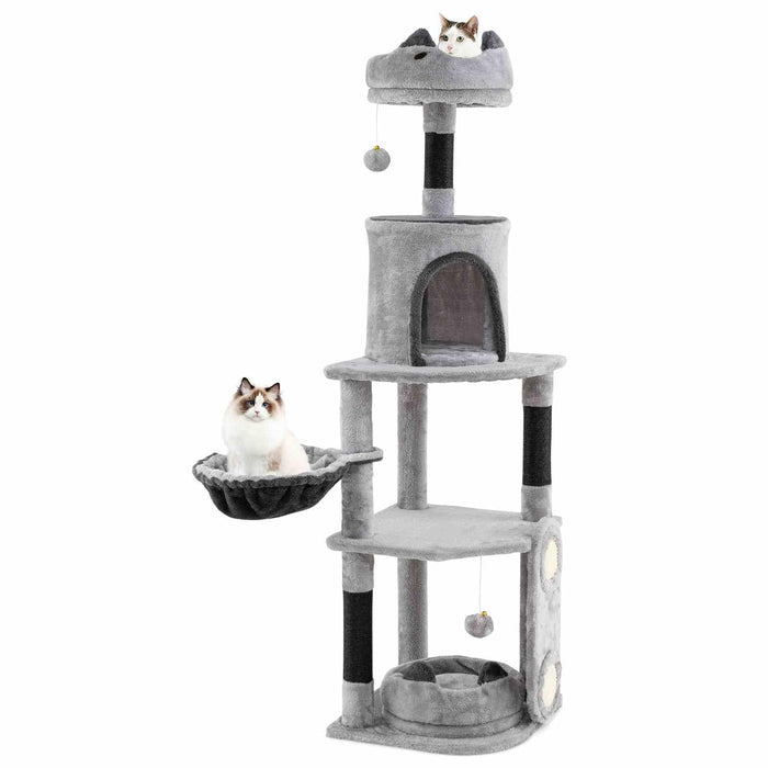 Tall Cat Tree Multi-level Large Cat Tower w/Sisal Scratching Posts &Board Indoor