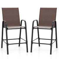 Outdoor Bar Stools Set of 2, 74 cm Fabric Bar Height Stools with Armrests