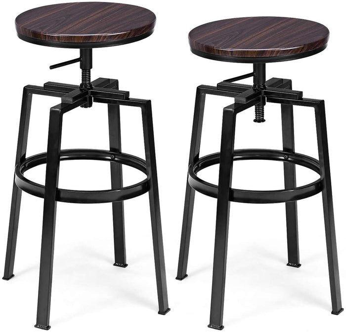 Giantex Swivel Bar Stool Set of 2, Counter Height Bar Chairs w/Adjustable Height, Footrest & High Seat