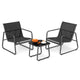 3 Pieces Patio Conversation Set Outdoor Metal Chair and Table Set Breathable Fabric