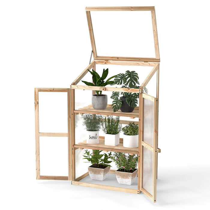 Wooden Garden Cold Frame Greenhouse, Portable Outdoor Indoor Cold Frame Kit