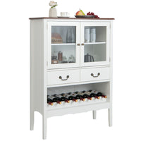 Giantex Sideboard Buffet Cabinet, Storage Cabinet with 2 Tempered Glass Doors, 2 Drawers, White
