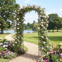 230cm Heavy-Duty Metal Arch Trellis with Curved Roof for Climbing Plants Roses Vines
