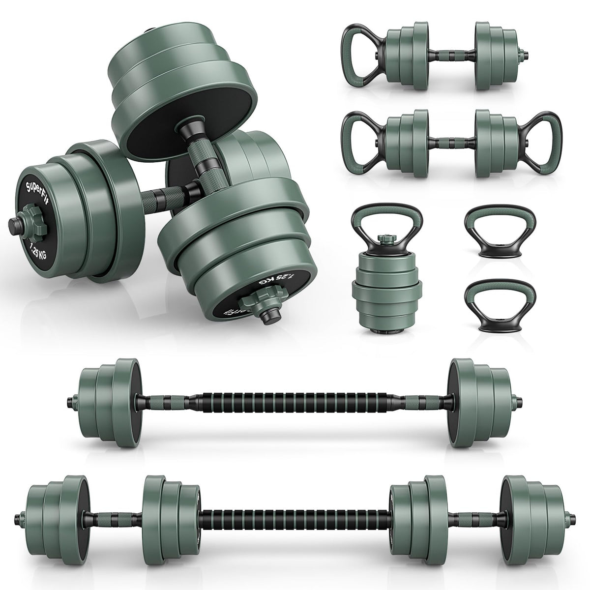 20 kg Adjustable Weight Dumbbell Set with 4 Modes for Home Gym Fitness Exercise