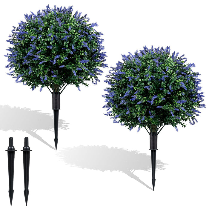 Giantex 2 Pack Artificial Lavender Boxwood Topiary Ball Trees