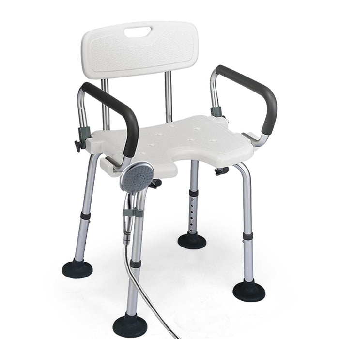 Non-Slip Shower Chair with Shower Buckle and U-Shaped Cutout