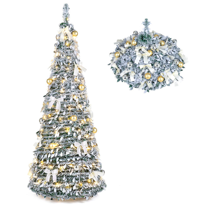 150/180cm Pre-Lit Pop Up Christmas Tree w/ 140 Warm White LED Lights