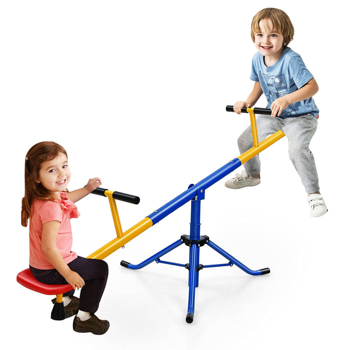 Kids Seesaw, Swivel Teeter Totter Playground Equipment for Children w/360 Degree Rotation, Stopper Leg