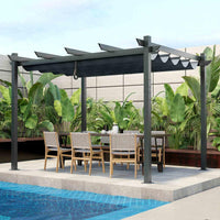 Outdoor Retractable Pergola with Retractable Canopy Cover for Garden