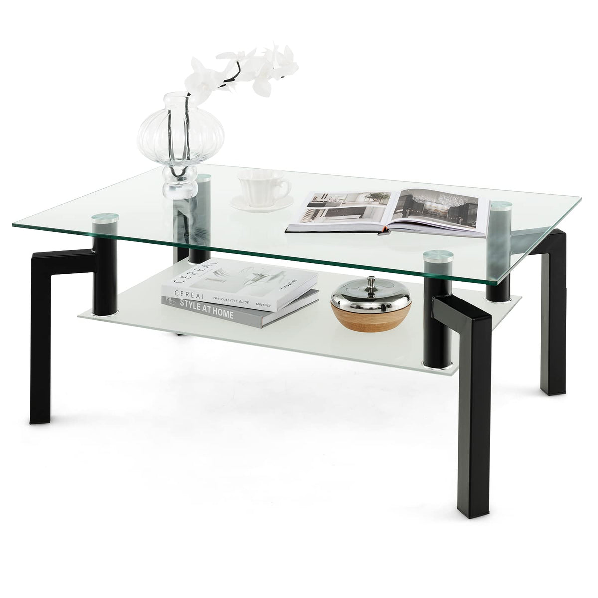 Giantex Rectangular Glass Coffee Table