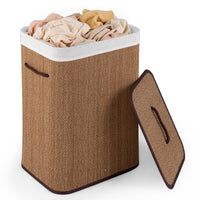 Giantex Bamboo Laundry Hamper w/Lid, 72 L Capacity Clothes Hamper w/Removable Liner