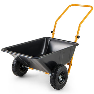 80L Heavy-Duty Foldable Garden Dual-Wheel Wheelbarrow 150 KG Load Capacity