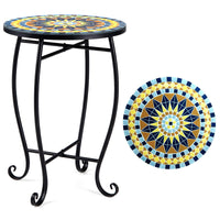 Outdoor Side Table Mosaic Patio Accent 35.5cm Coffee End Table