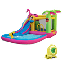 Inflatable Water Slide, Inflatable Jumping Castle w/680W Blower & 50 Ocean Balls for Indoor Outdoor