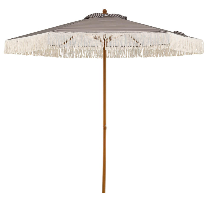 2.1m Patio Umbrella with Fringe Sun-Protective Polyester Canopy