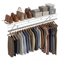 122 x 30 cm Wall‑Mounted Closet Shelf with Hanging Rod
