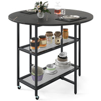 Mobile Folding Dining Table Seats 2-4 People, Round Drop Leaf Kitchen Table