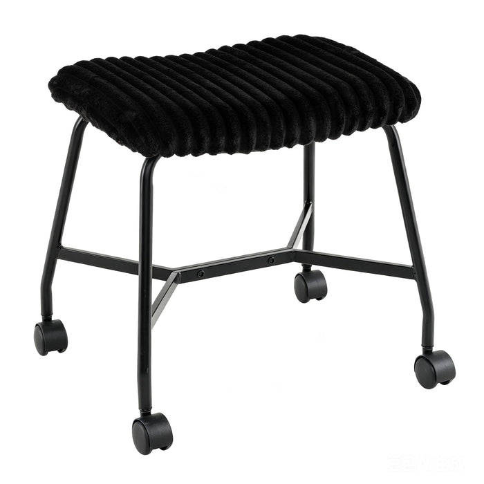 Upholstered Footrest Stool Set of 2 with 4 Swivel Casters and Thick Cushion for Living Room