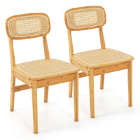 Giantex Rattan Dining Chairs Set of 2, Kitchen Dining Chairs with Simulated Rattan Backrest & Wood Frame