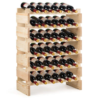 Giantex 6 Levels Wine Rack for 36 Bottles, Pine Wood Bottle Stand, Wine Stand with Stackable and Wave-Shaped Design