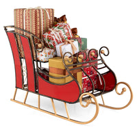 95cm Christmas Metal Sleigh Decoration with 2-Tier Shelf