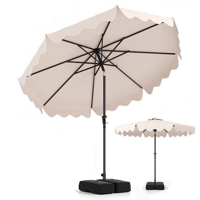 2.8M Patio Umbrella with Weighted Base Sandbags and Push Button Tilt