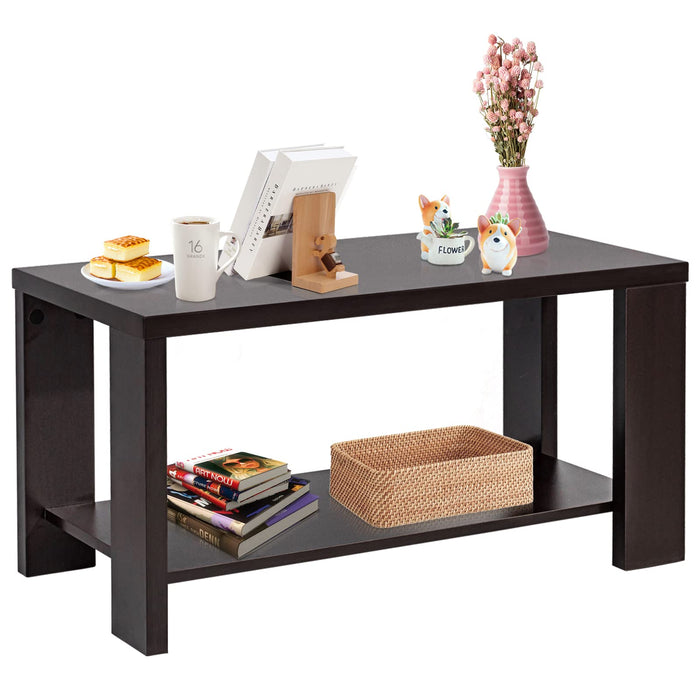 Giantex Vintage Coffee Table w/Open Storage Shelf