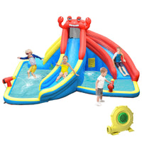 Inflatable Water Slide, 7 in 1 Giant Water Park Double Long Slide w/Splash Pool, Tunnel Adventure (with 750W Blower)