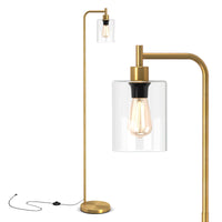 Industrial Floor Lamp with Hanging Glass Lampshade and Foot Switch