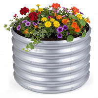 Galvanized Raised Garden Bed, Round/Rectangular Outdoor Planter Box