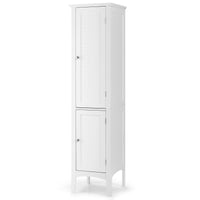 Giantex Bathroom Tall Storage Cabinet, 5-Tier Freestanding Tower Cabinet w/ 2 Shelves & Doors, White