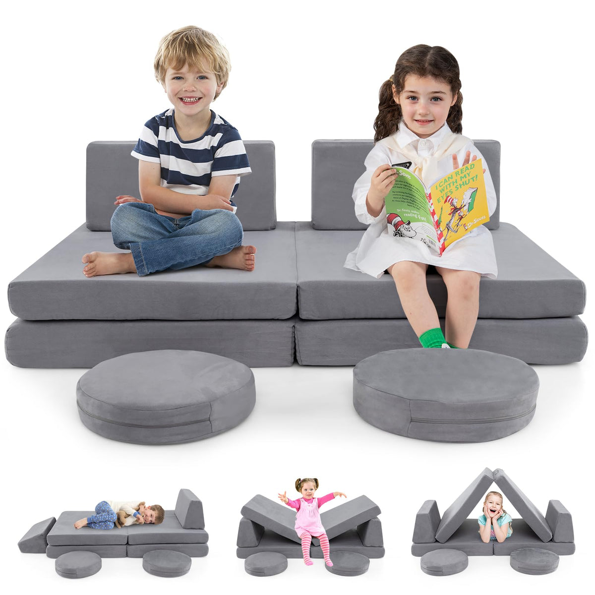 6 Pieces Modular Kids Play Couch for Playroom Nursery