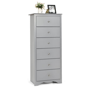 Giantex Chest of 6 Drawers, Free Standing Storage Cabinet, Wooden Storage Dresser Tallboy Cabinet