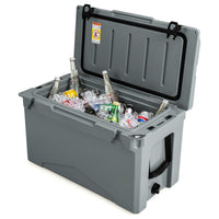 Insulated Portable Ice Chest with Integrated Cup Holders Hard Cooler w/Wheels & Handle