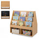 Double-Sided Kids Bookshelf on Wheels with Chalkboard and Open Cubes