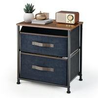 Giantex Industrial Nightstand, 2-Drawer Dresser with Metal Frame