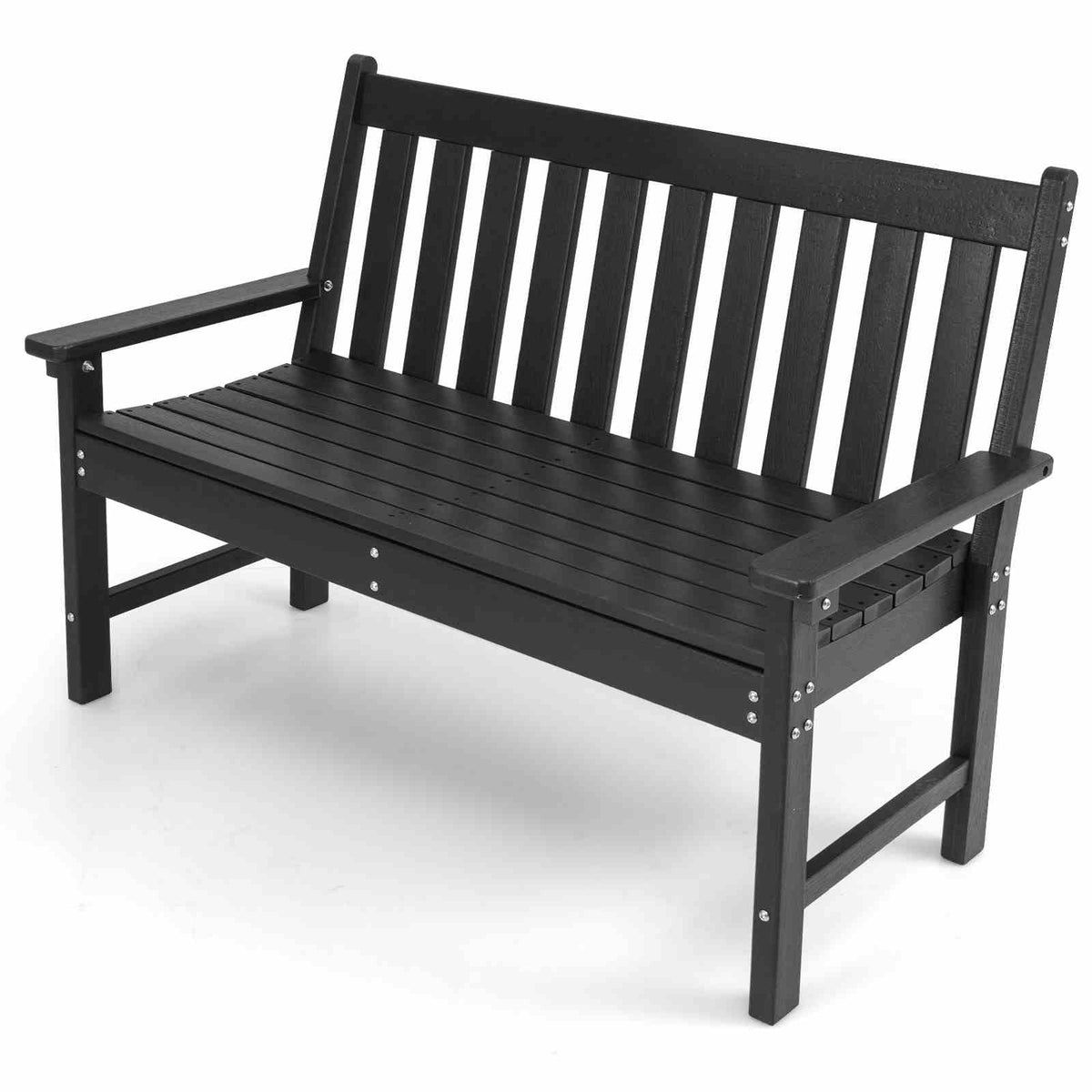 Outdoor 2-Person Bench, All-Weather HDPE Patio Loveseat Chair w/Cozy Backrest