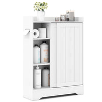 Bathroom Storage Cabinet Slim Floor Cabinet with Toilet Paper Holders Brush Compartment