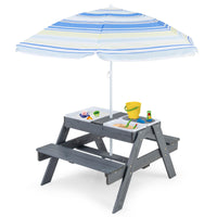Kids 4-in-1 Sand and Water Table with Removable Boxes and Umbrella