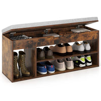 Shoe Bench w/Padded Seat, Shoes Rack w/Hidden Storage