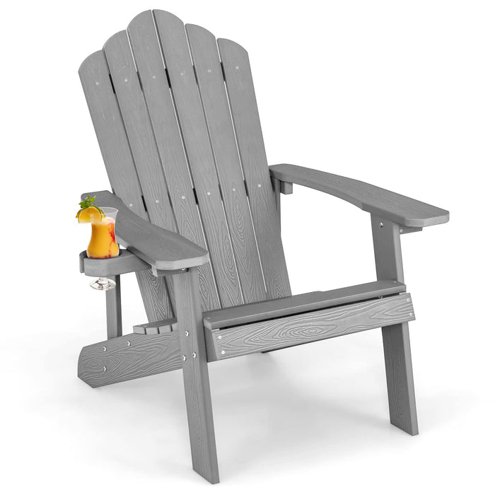 All-Weather Adirondack Chair with Cup Holder for Patio