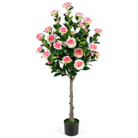 Giantex 128cm Artificial Camellia Tree, Faux Flower Greenery Plant