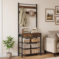4-In-1 Hall Tree with Console Table and Shoe Rack