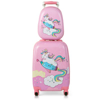 2 PCS Kids Luggage Set, 13” & 18” Toddlers Carry-on Suitcase Backpack Set w/Adjustable Height