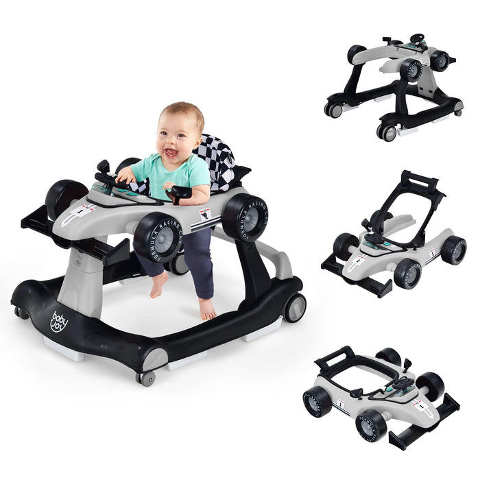 4-in-1 Baby Walker, Foldable Activity Car Baby Walker w/3 Adjustable Height