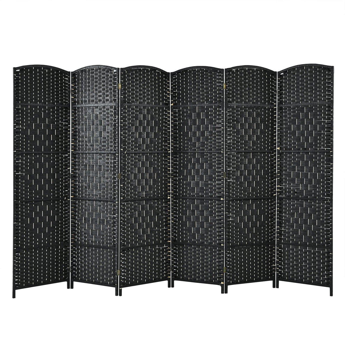 6-Panel Screen Room Divider, 6Ft Folding Privacy Screen w/Hand-woven Rattan