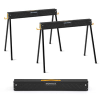2-Pack Folding Sawhorses, Heavy-Duty Metal Saw Horses w/ 2 x 4 Supporting Arms