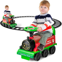 Ride on Train Track, 6V Electric Ride on Train with Tracks, Storage Seat