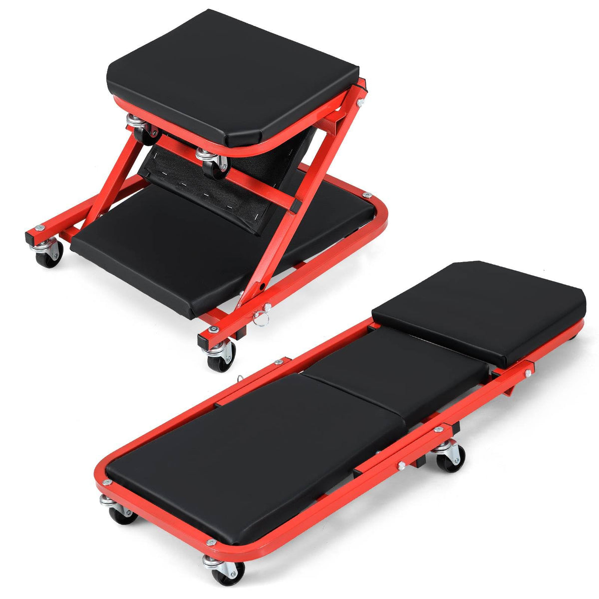 92 cm 2-in-1 Mechanic Creeper 150 kg Z Creeper Seat with Padded Seat