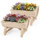Set of 2 Wood Raised Garden Beds, Half-Barrel Planter Boxes